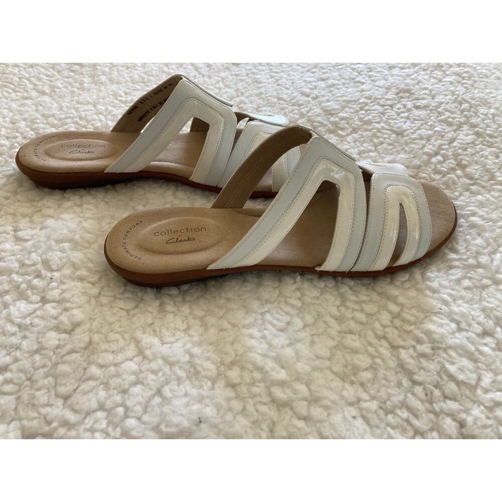 Clark's Collection Ada Lilah women's multi strap slide white sandals, size 9M - Picture 8 of 8